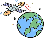 Clipart of a satellite orbiting the Earth