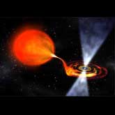 A pulsar draws material from its companion star.: Image Courtesy NASA