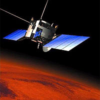 The Mars Express spacecraft in orbit around Mars. Launch date: 2 June 2003
Credits: ESA 2001, Illustration by Medialab