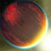 This artist's concept shows a cloudy Jupiter-like planet, similar to HD 209458b, that orbits very close to its fiery hot star.<br /><br />Image / NASA/JPL-Caltech/T. Pyle (SSC)