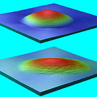 Three-dimensional images showing the topography of both round and elliptical tips used in making friction measurements.
<P>
Image courtesy: NIST