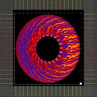 <p>
	This computer simulation shows a cross-section of the plasma inside a tokamak reactor. In this simulation, only the large-scale turbulence effects are modeled — which is adequate for some cases, but not for others. The MIT researchers were able to develop a model that incorporates both scales of eddies at once, providing better predictions. Image courtesy of Nathan Howard</p>
