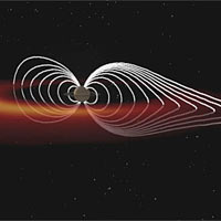 <p>
	This is an artist's concept of the Saturnian plasma sheet based on data from Cassini magnetospheric imaging instrument.</p>
<p>
	Image credit: NASA/JPL/JHUAPL</p>
