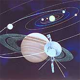 Saturn Voyager Mission Artwork depicts the spacecraft